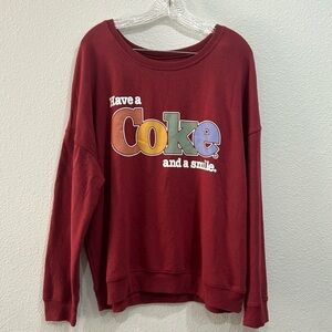 Have a Coke and a Smile Burgundy Graphic Lightweight Retro Sweatshirt